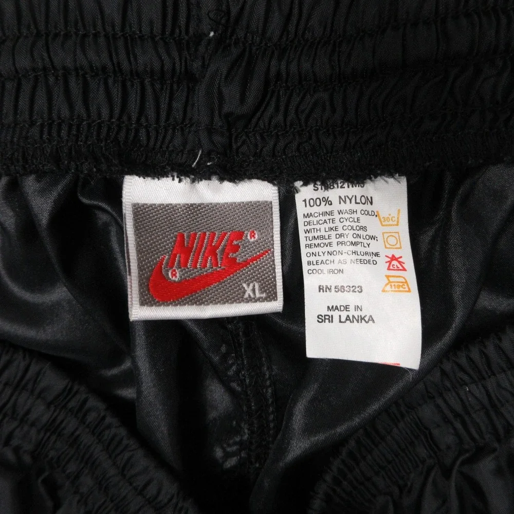 Vintage Nike Track Pants Boys XL Black Windbreaker Ankle Zip Warmup Running 90s